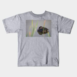 Pie-billed Grebe at Rest by the Reeds Kids T-Shirt